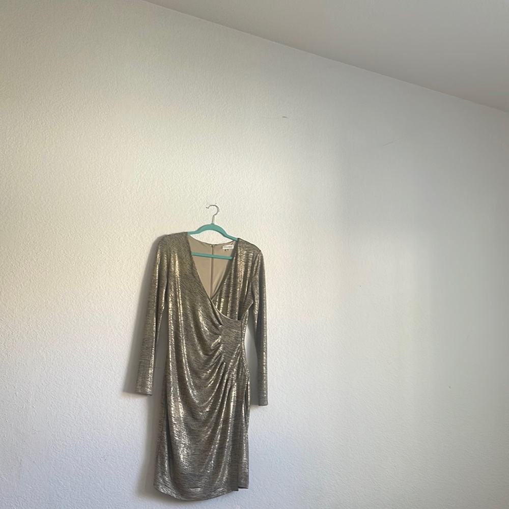 NWOT Size 10 Gold with a hint of black Calvin Klein dress